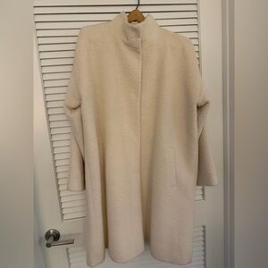 Eileen Fisher Cream Teddy Coat with Stand Collar